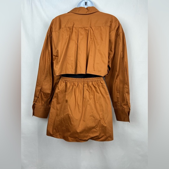 ZARA Poplin Shirt-Dress With Pockets Brown NWOT - Picture 6 of 13